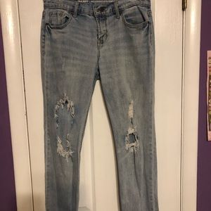 Distressed boyfriend jeans